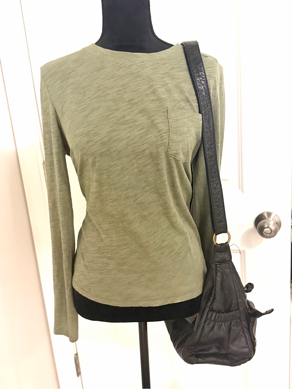 American Eagle Outfitters Olive Green Long Sleeve Pocket Tee